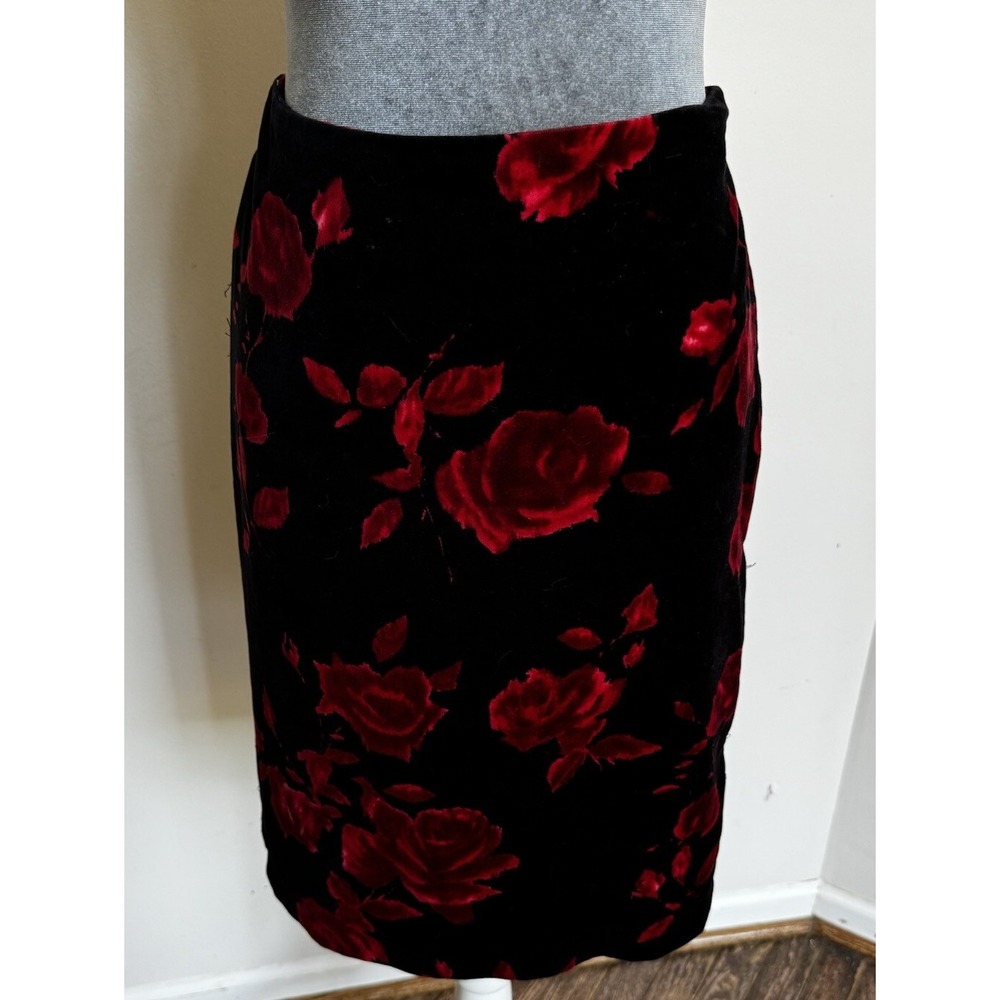 Talbots Skirt 6 Velvet Roses Floral Lined Coquette Old Money Whimsigoth Classic‎ - Picture 10 of 14